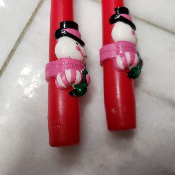 Vintage Avon Set of 2 Dapper Snowman 10" Bayberry Tapers, CHRISTMAS Unlit w/ Box - Picture 6 of 11